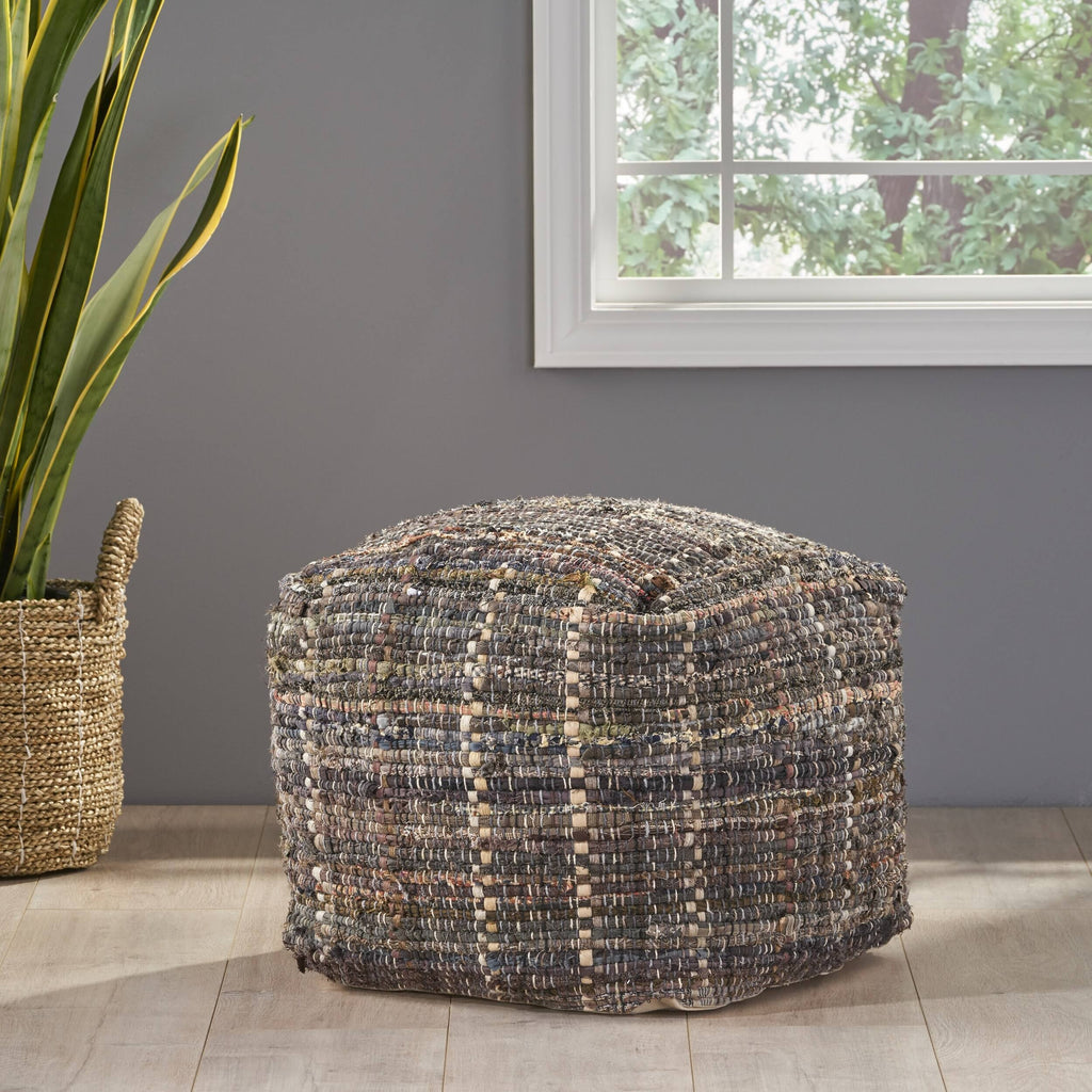 Blue Fabric Pouf Ottoman G142180