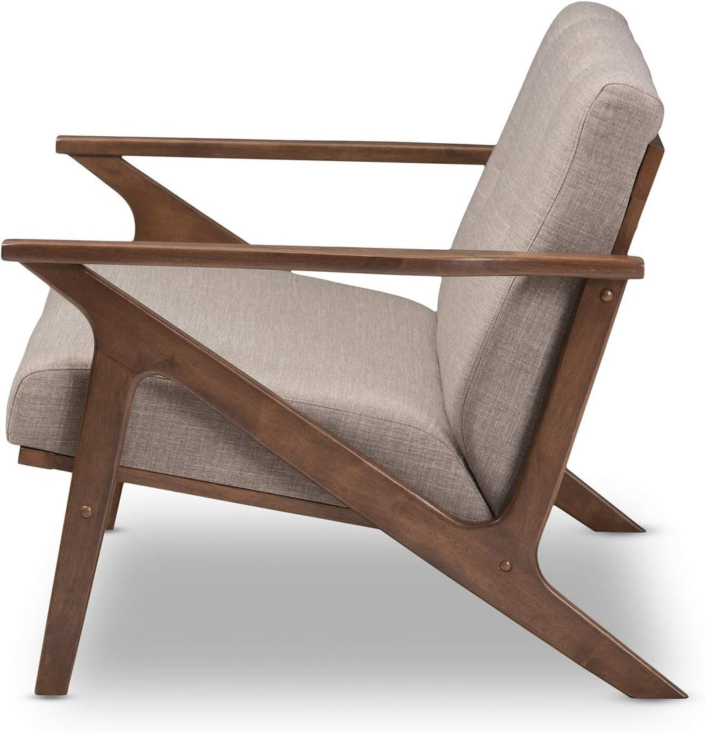 Walnut Wood Light Grey Fabric Tufted 2-Seater Loveseat U511
