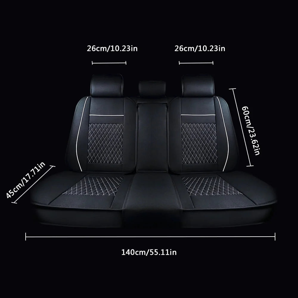 Deluxe Leather 5-Seats Front and Rear Full Set Car Seat Covers J3592
