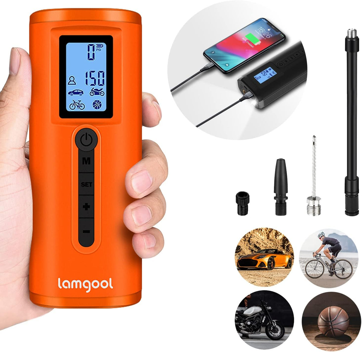 Portable Cordless Tire Inflator with LED Light E45824