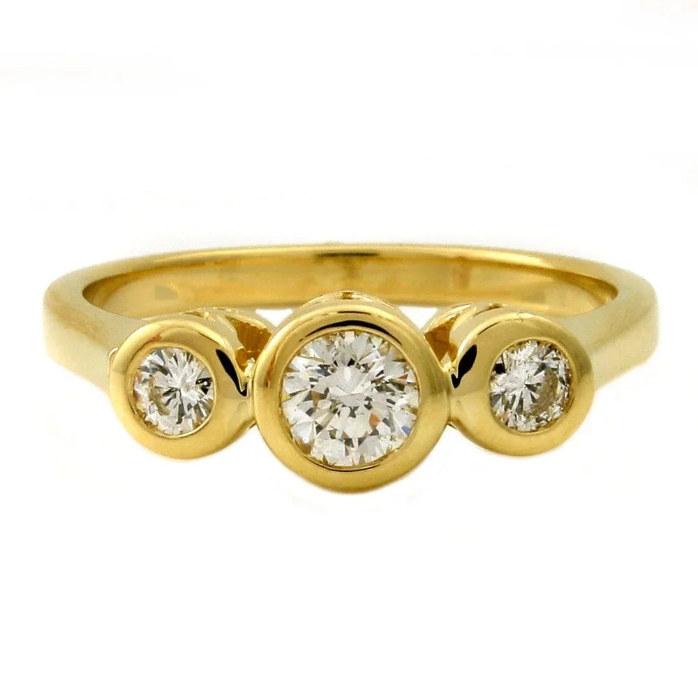 14K Yellow Gold Three-Stone Diamond Ring E30408