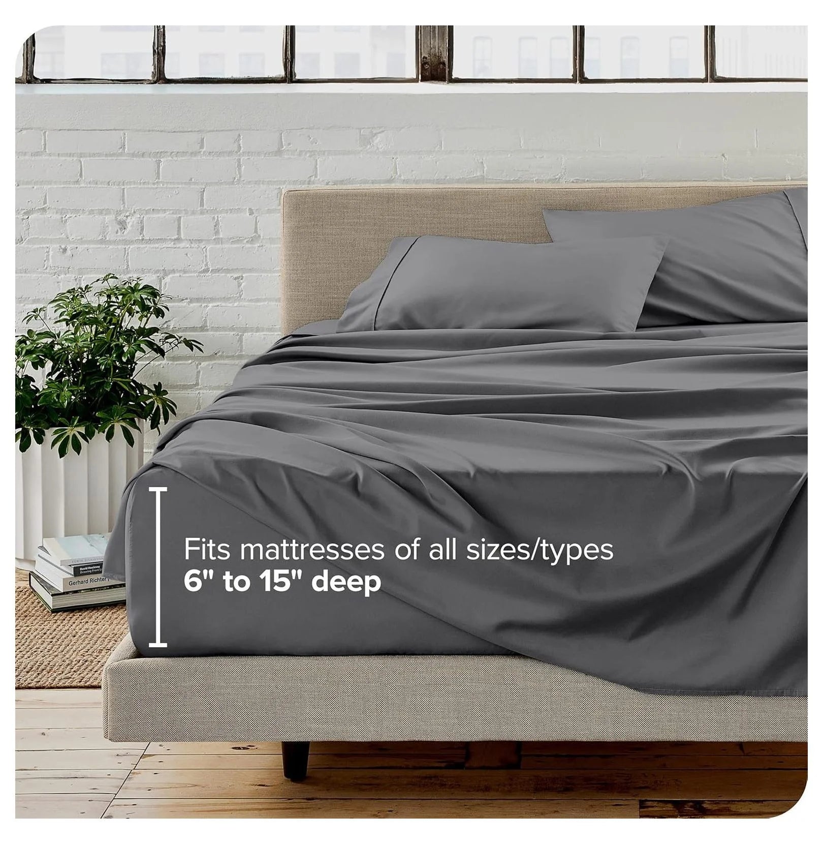 Full XL 4 Piece Microfiber Bed Sheets with Pillowcases, Grey E6540