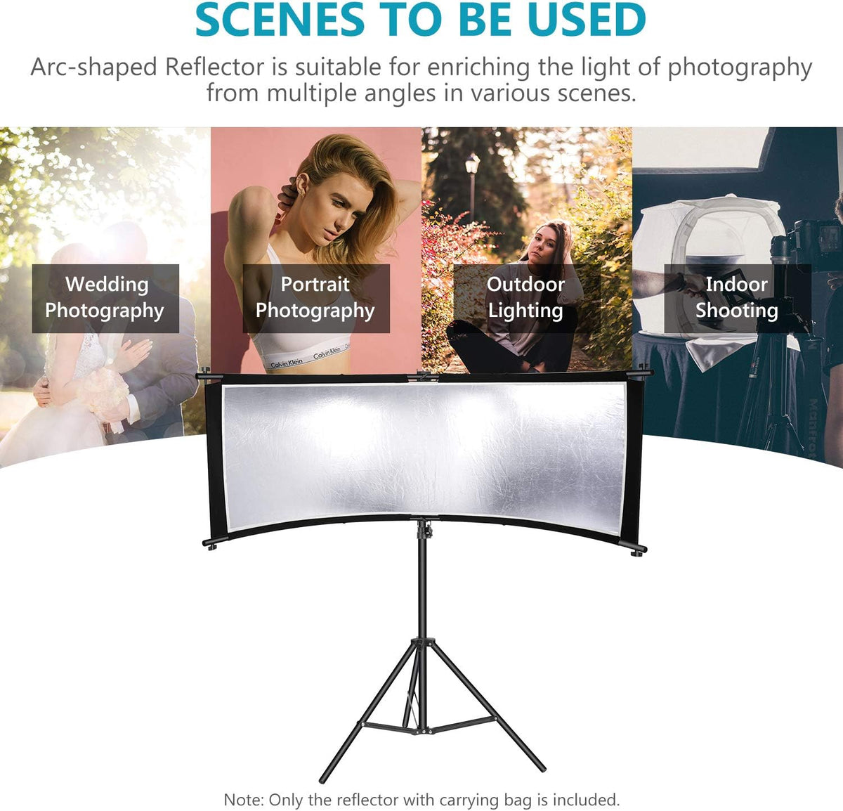 Black/White/Gold/Silver Photography Curved Lighting Reflector with Carrying Bag E213815