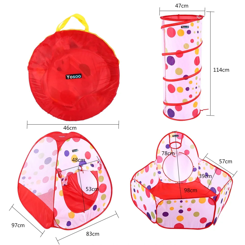 3 in 1 Kids Play Tent with Tunnel and Ball Pit F5277