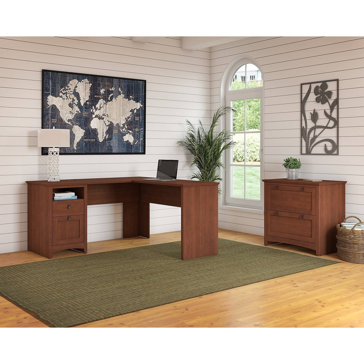 L Shaped Desk with Lateral File Cabinet G705