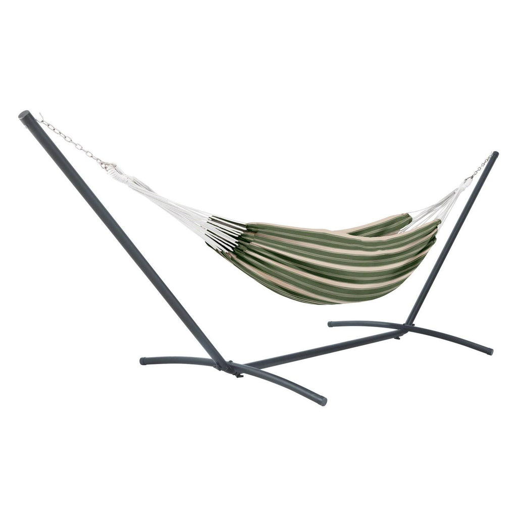Heather Fern Green Stripe Hammock with Steel Stand P2619