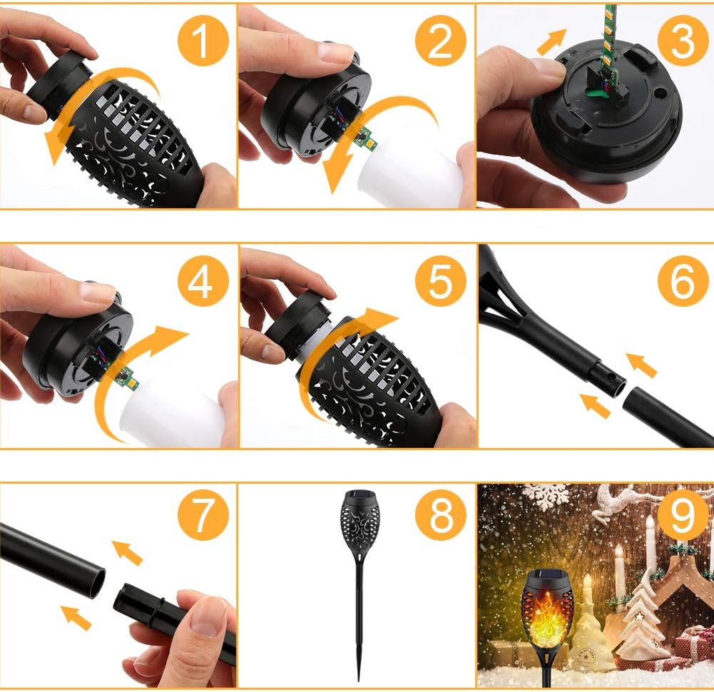 8Pack Solar Torch Light with Flickering Flame O79556