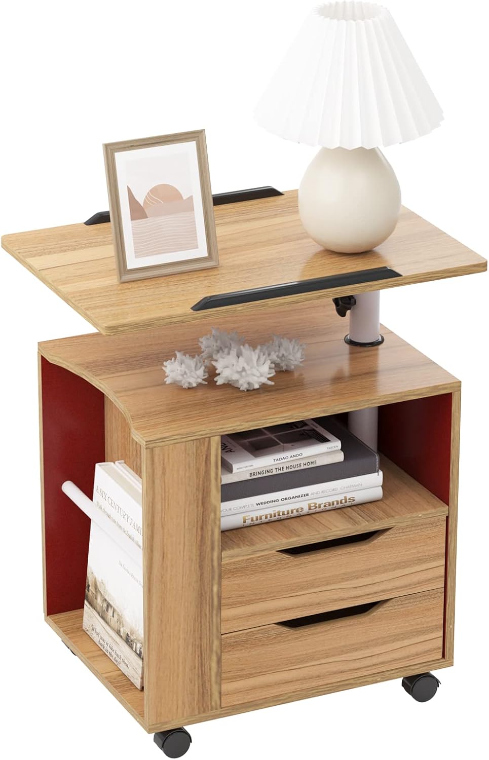Oak Height Adjustable Nightstand Q1876