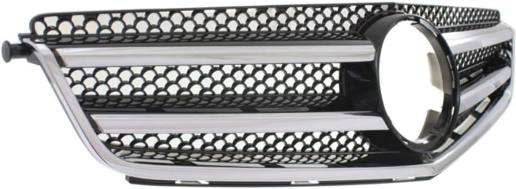 Chrome Shell Grille Assembly with Painted Black Insert for Mercedes-Benz C300 C350 2008-2011 AMG Styling Package Plastic P481782