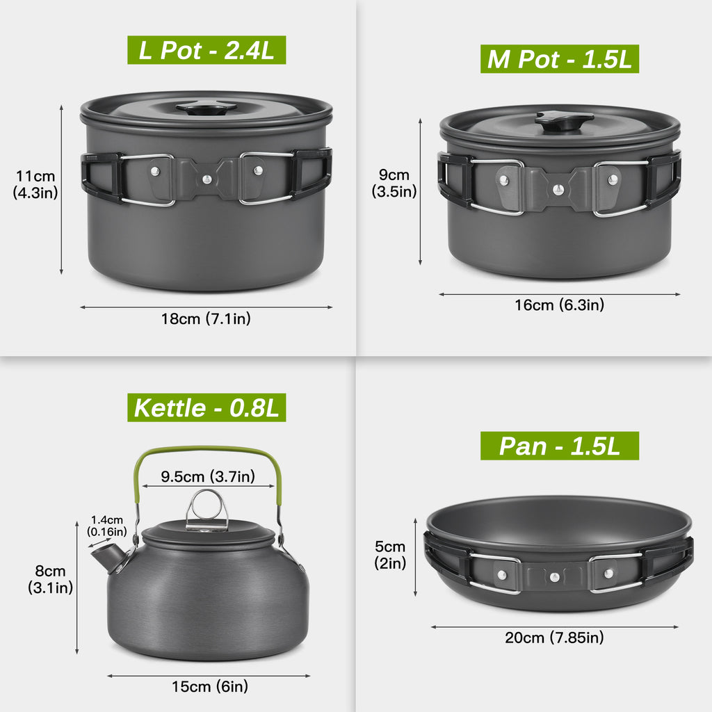 Collapsible Cookware Utensils Kit with Pan Knife Fork Bowl T582133