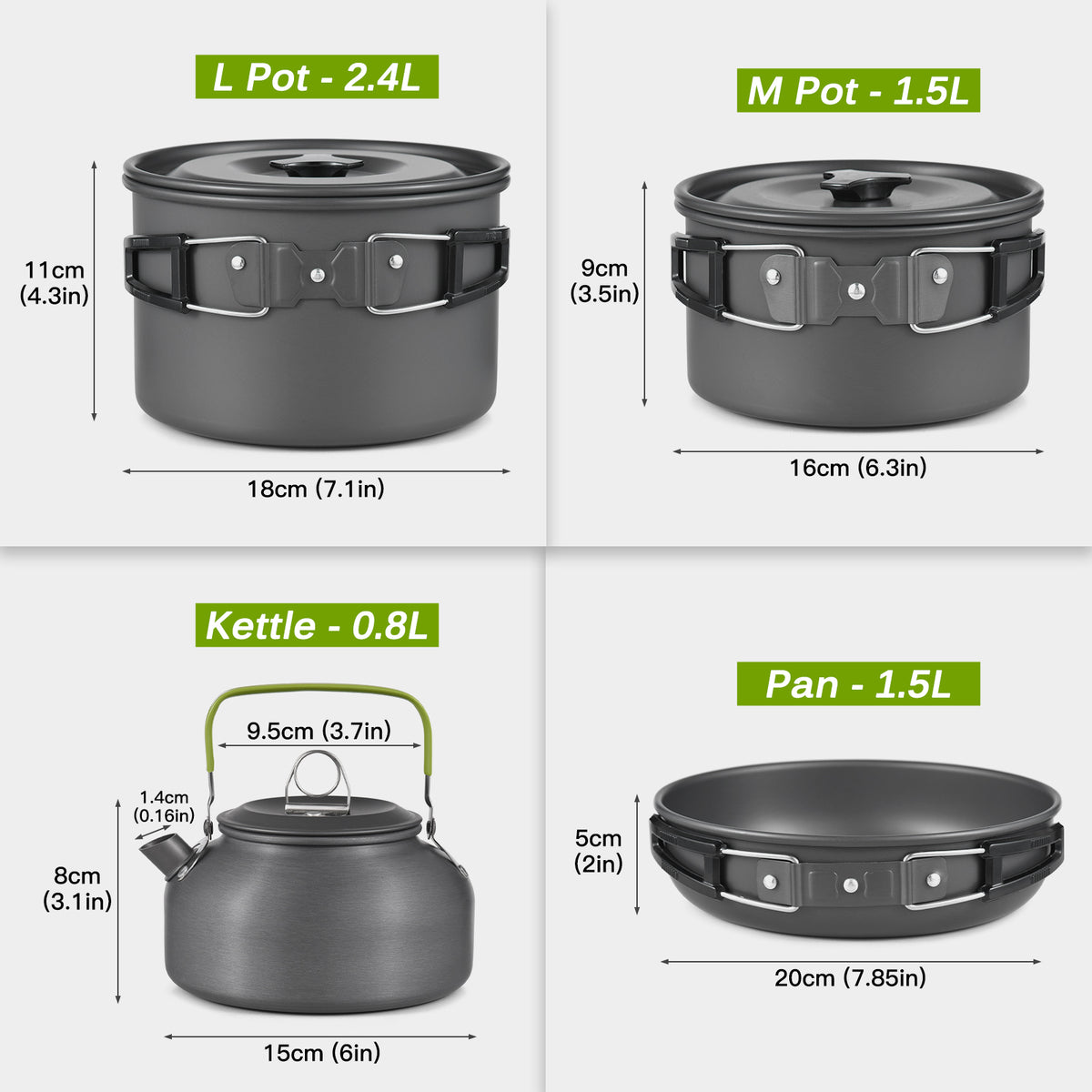 Collapsible Cookware Utensils Kit with Pan Knife Fork Bowl T582133