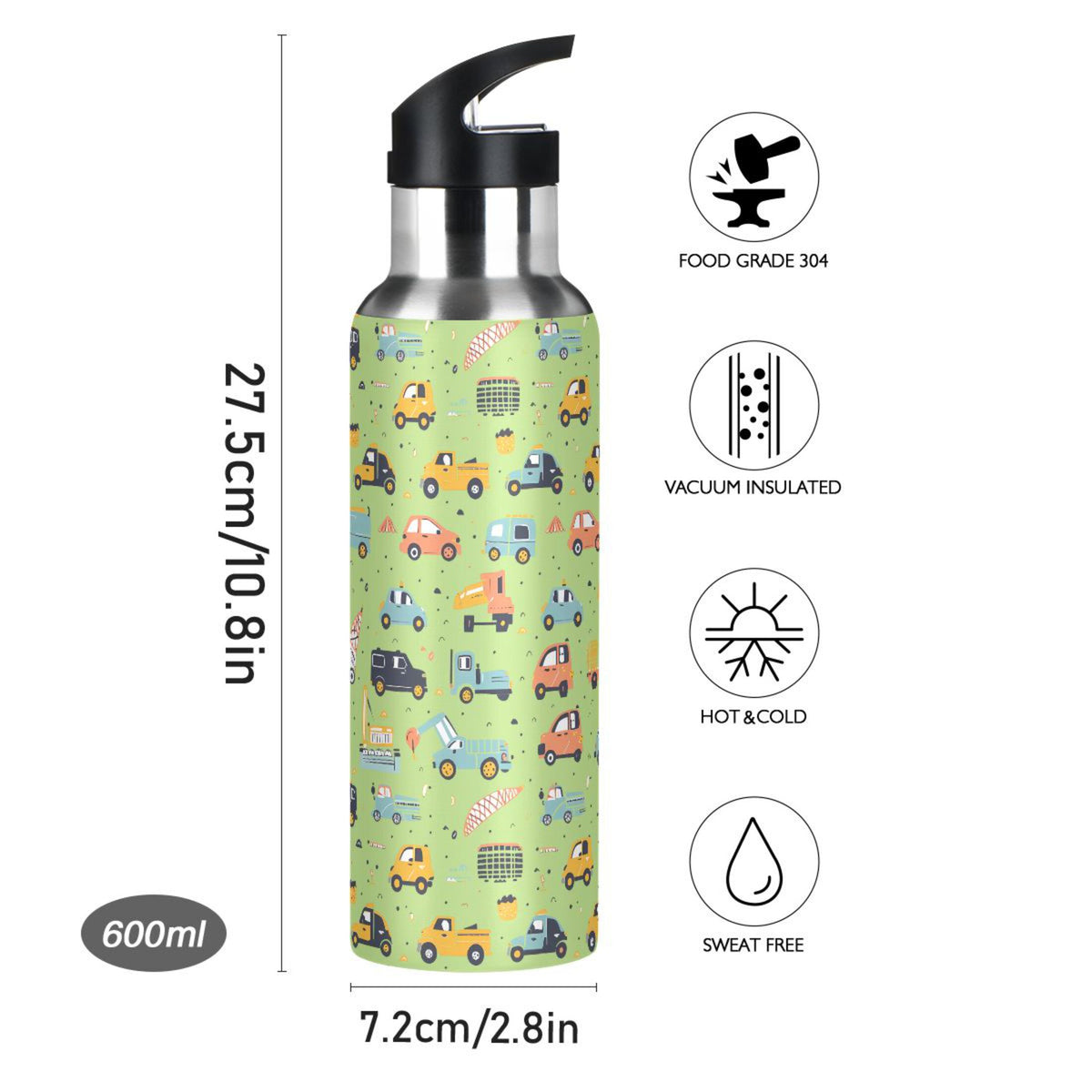 Insulated Stainless Steel Water Bottle with Straw Lid 20 oz K5844