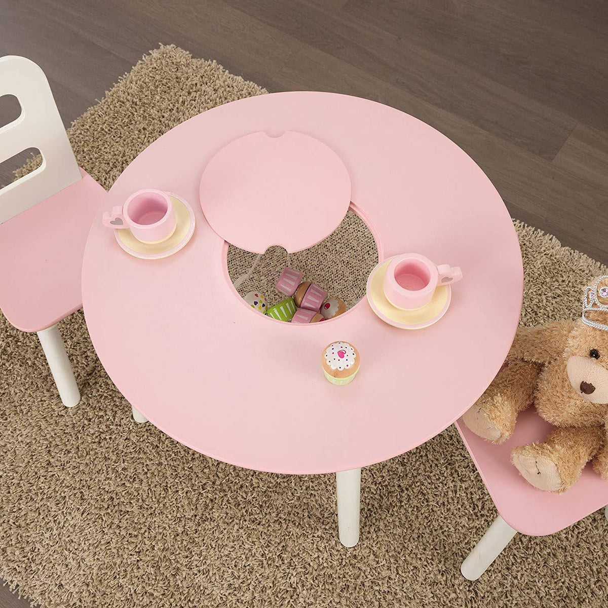 White Round Table and 2 Chair Set D9961