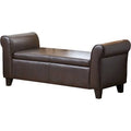 Dark Brown Faux Leather Storage Ottoman V808120