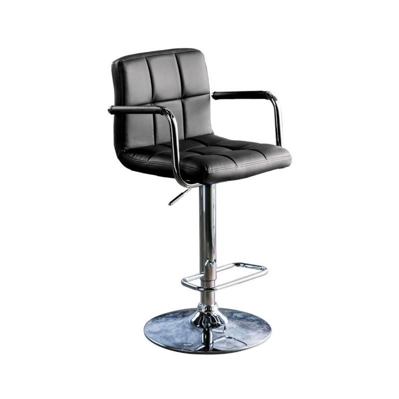 Black Leather Adjustable Bar Stool R602