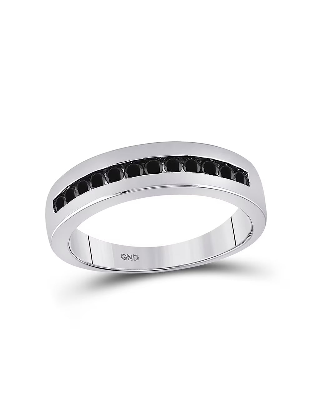 Solid 925 Sterling Silver Black Diamond Wedding Band Ring Size 12 G4715