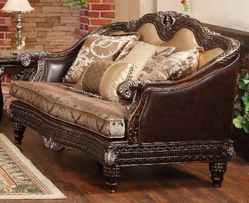 Cherry Finish Wood Sofa & Loveseat Set 2Pcs L527