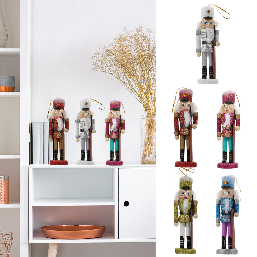 5Pcs Wooden Nutcracker Hanging Pendants Christmas Crafts I61727