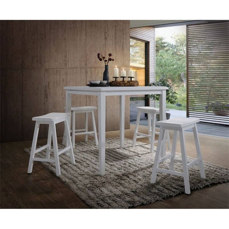 White Wooden Counter Height Table Set with 4 Chairs A200149