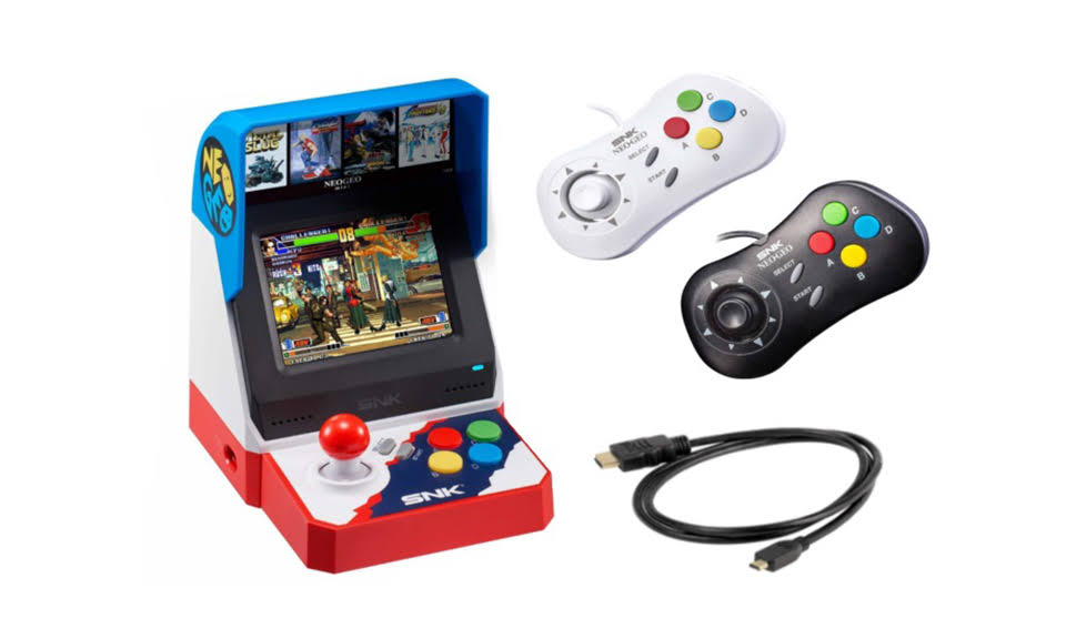 White NEOGEO Mini with Two Pad Controllers and HDMI Cable O1154