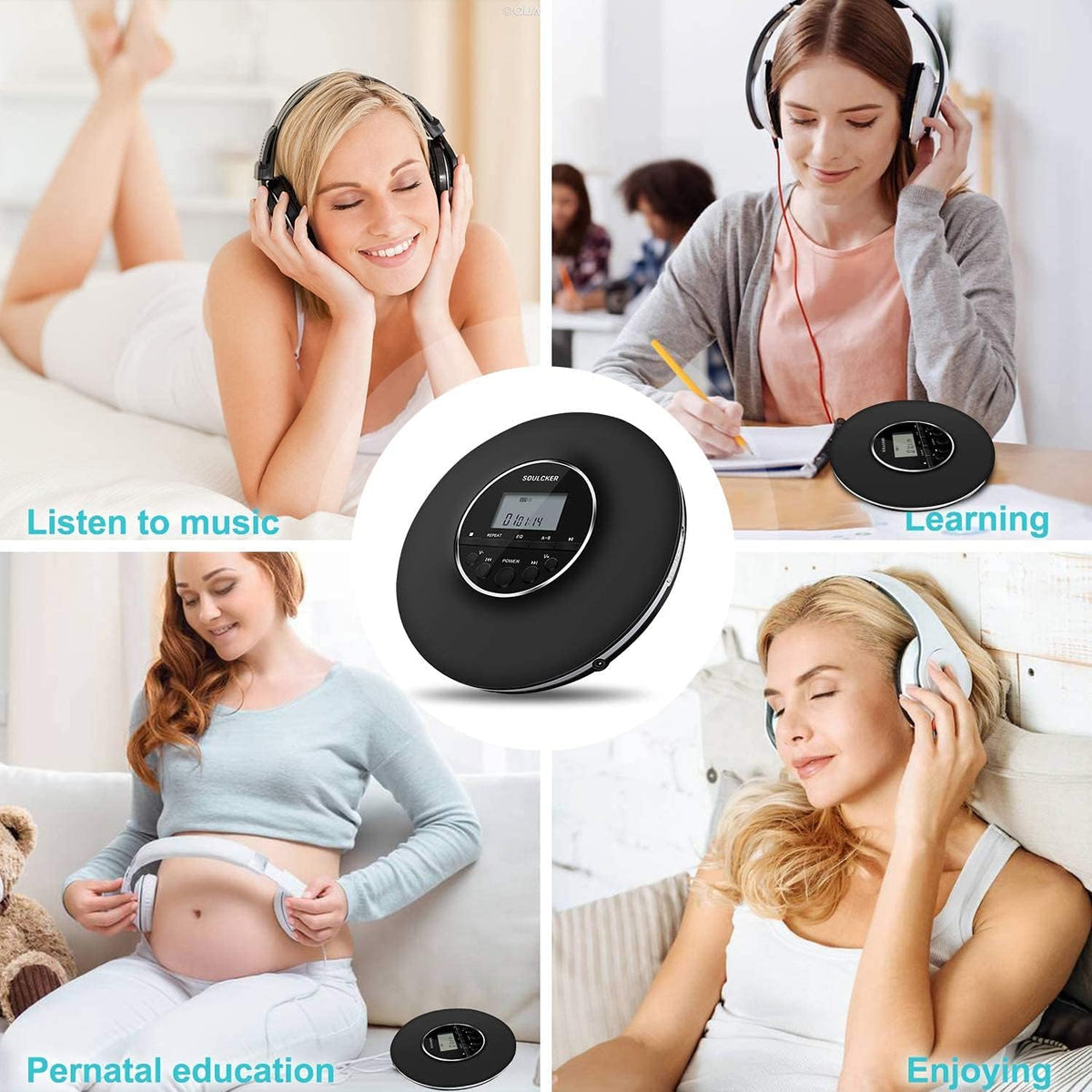 Portable CD Player with Headphones Jack, Anti-Skip, Shockproof, LCD Screen A50666