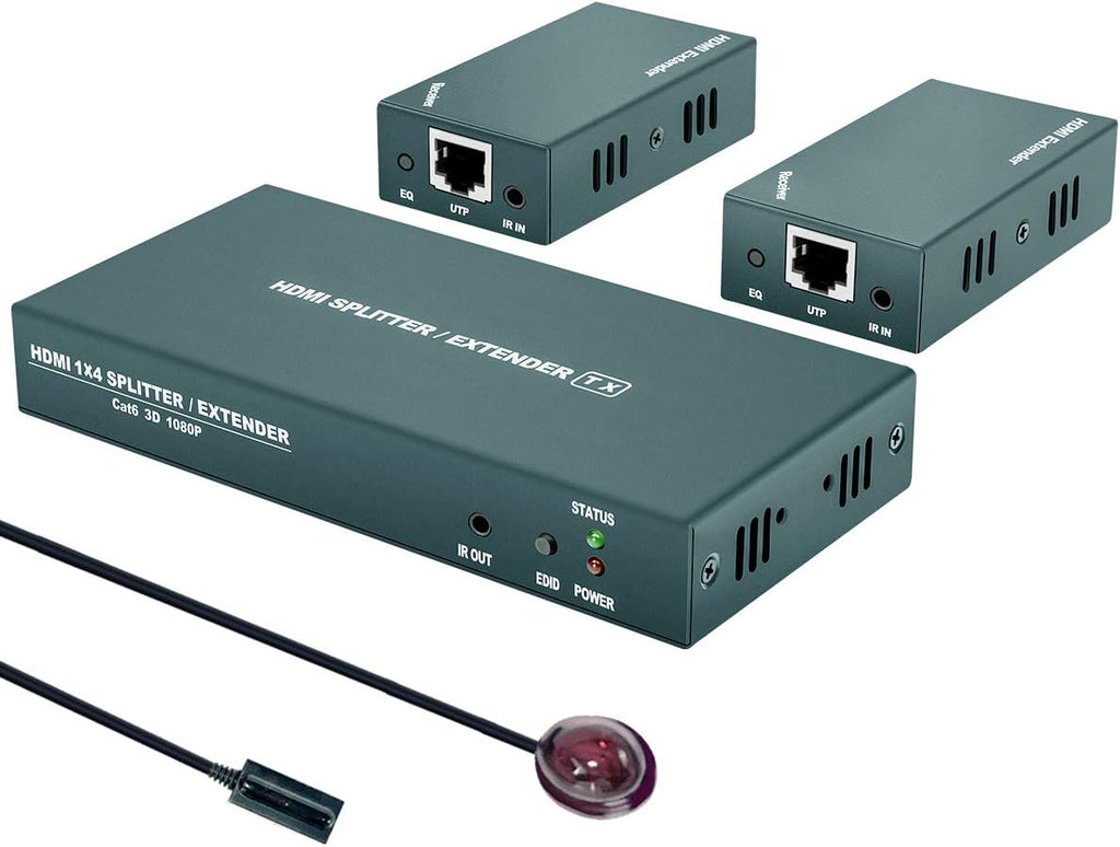 HDMI Extender Splitter 1x2 with IR, 2 HDMI Loop Out, Pack of 2 E14105