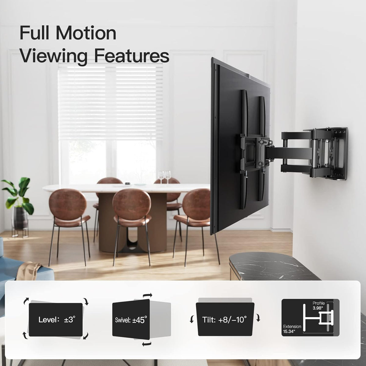 TV Wall Mount for 26-55 inch TVs, Full Motion TV Mount Bracket, Max VESA 400x400mm, Pack of 2 M482
