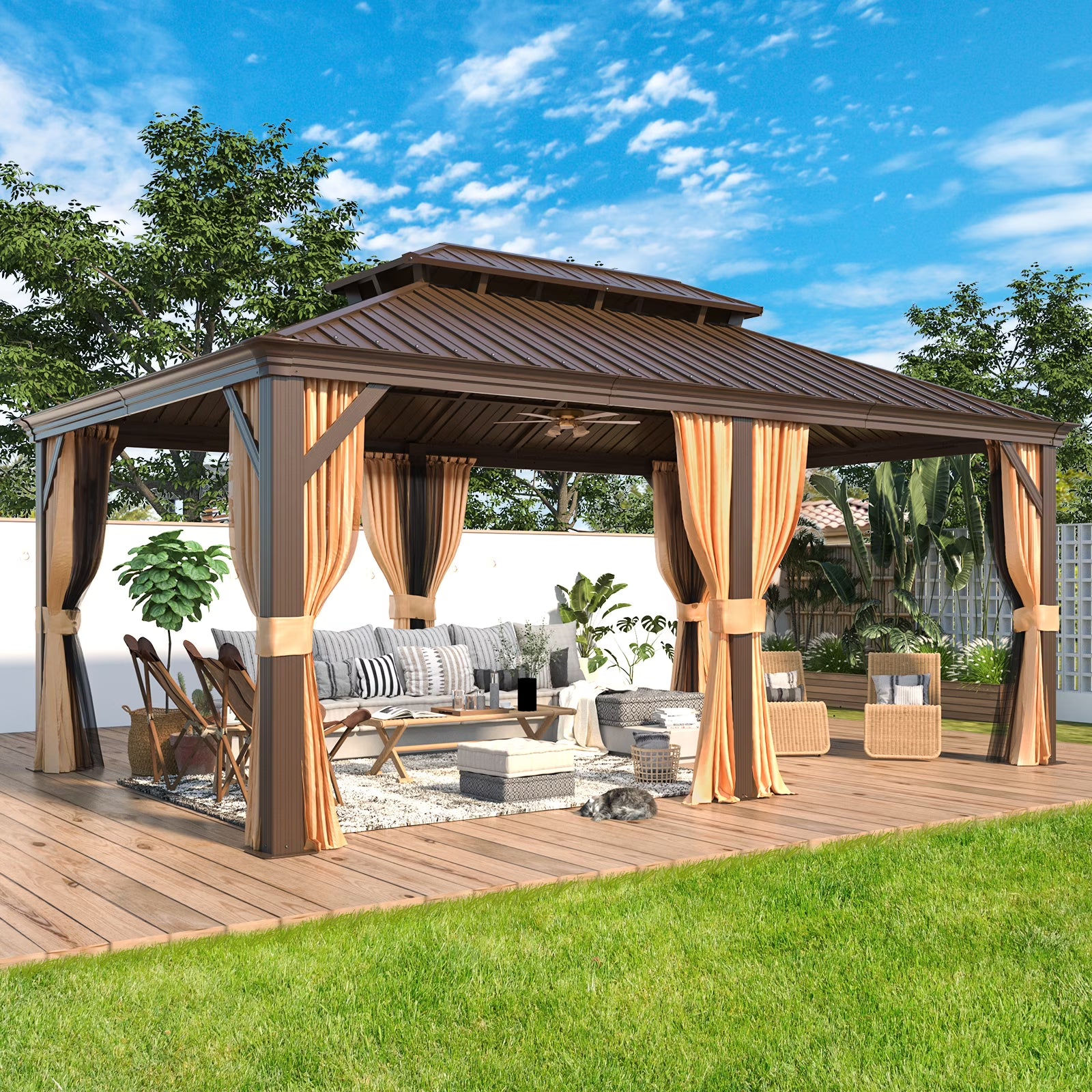 12' x 18' Hardtop Metal Double Roof Gazebo J873
