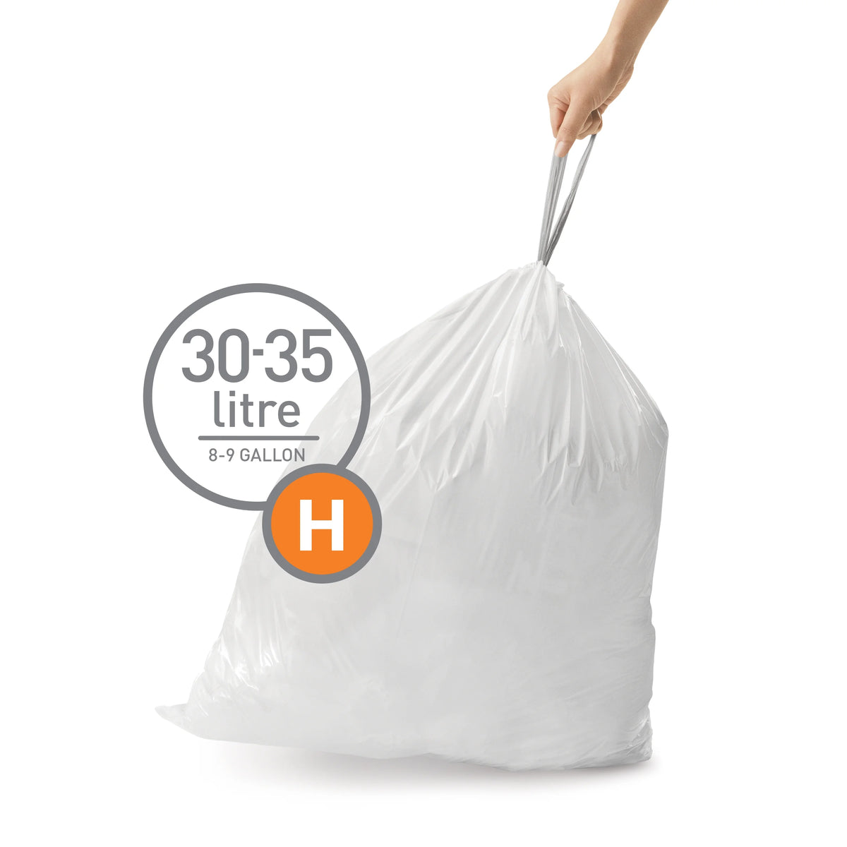 240 Roll Pack 35 Liter 8 Gallon White Drawstring Trash Bags C4666