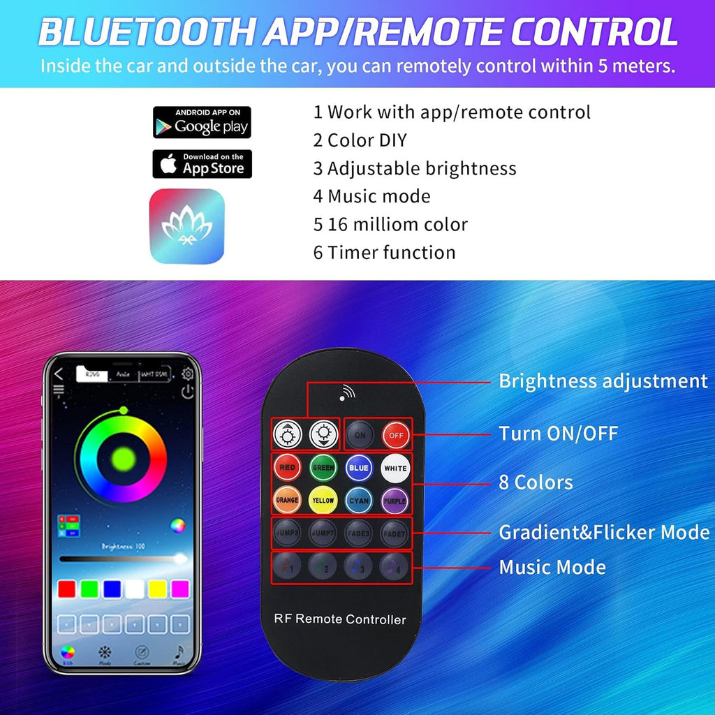 10 in 1 Car LED Strip Lights with APP Control O55366