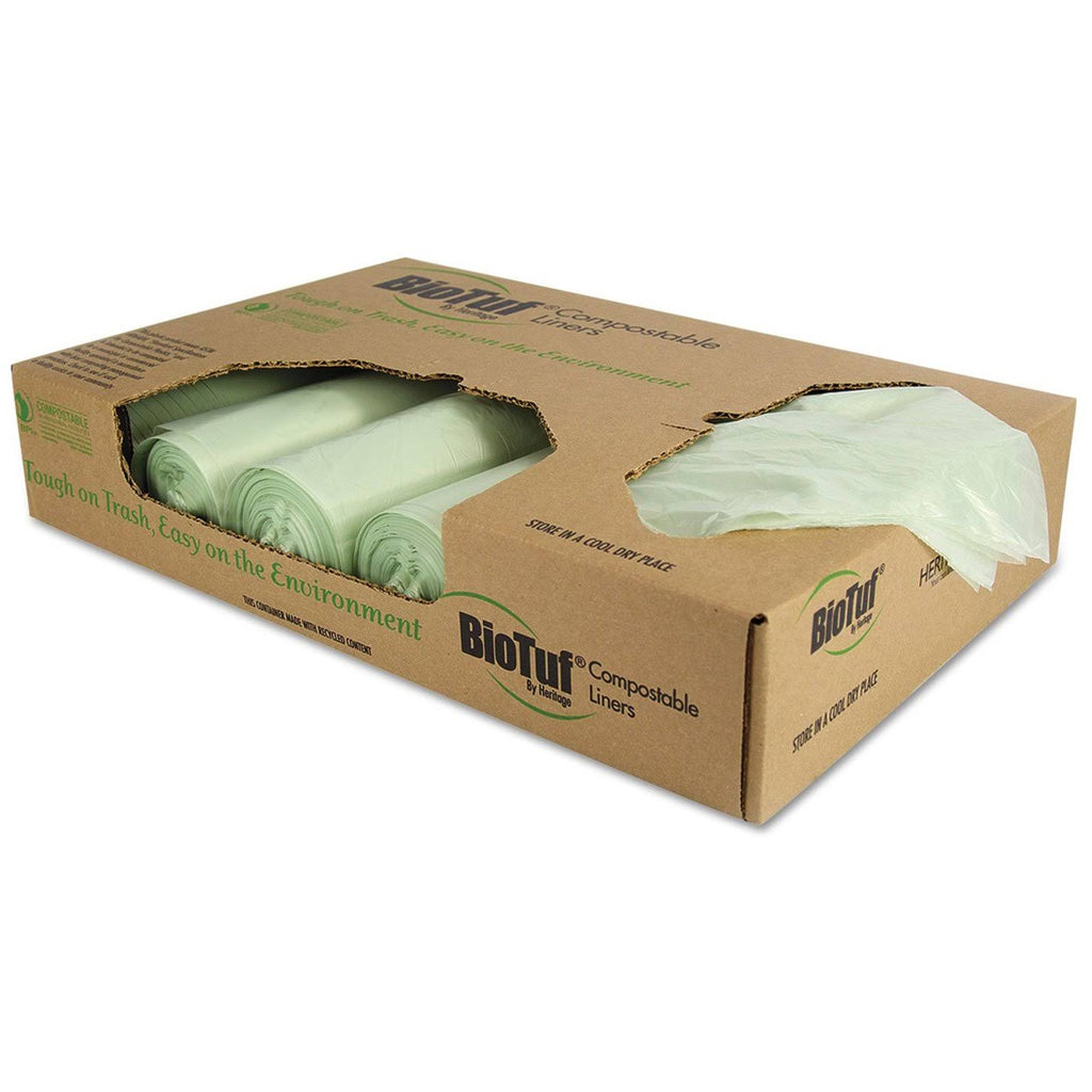 Compostable Can Liners, 48 gal, 1 mil, 42 x 48, Green, 100/Carton U181102