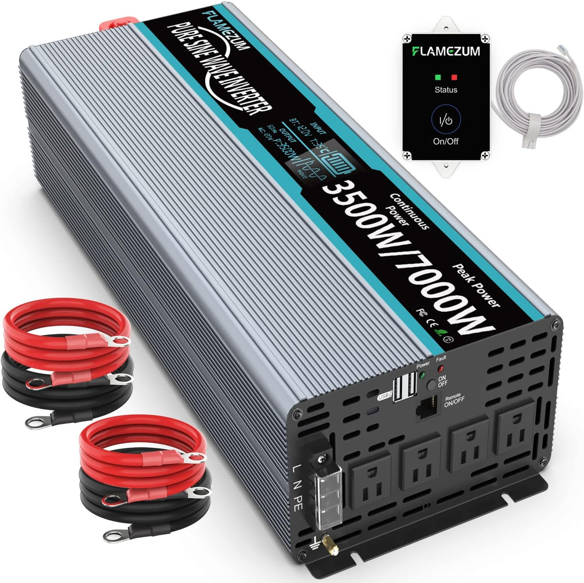 1500 Watt 12V DC to 110V AC Power Inverter with 2 USB Ports, Pack of 2 Z61031