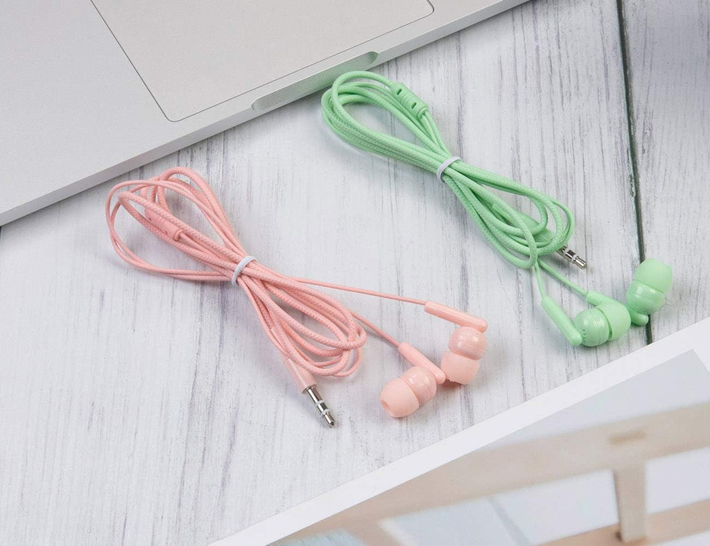 100 Packs Bulk Earbuds Headphones Individually Wrapped in 6 Colors I451