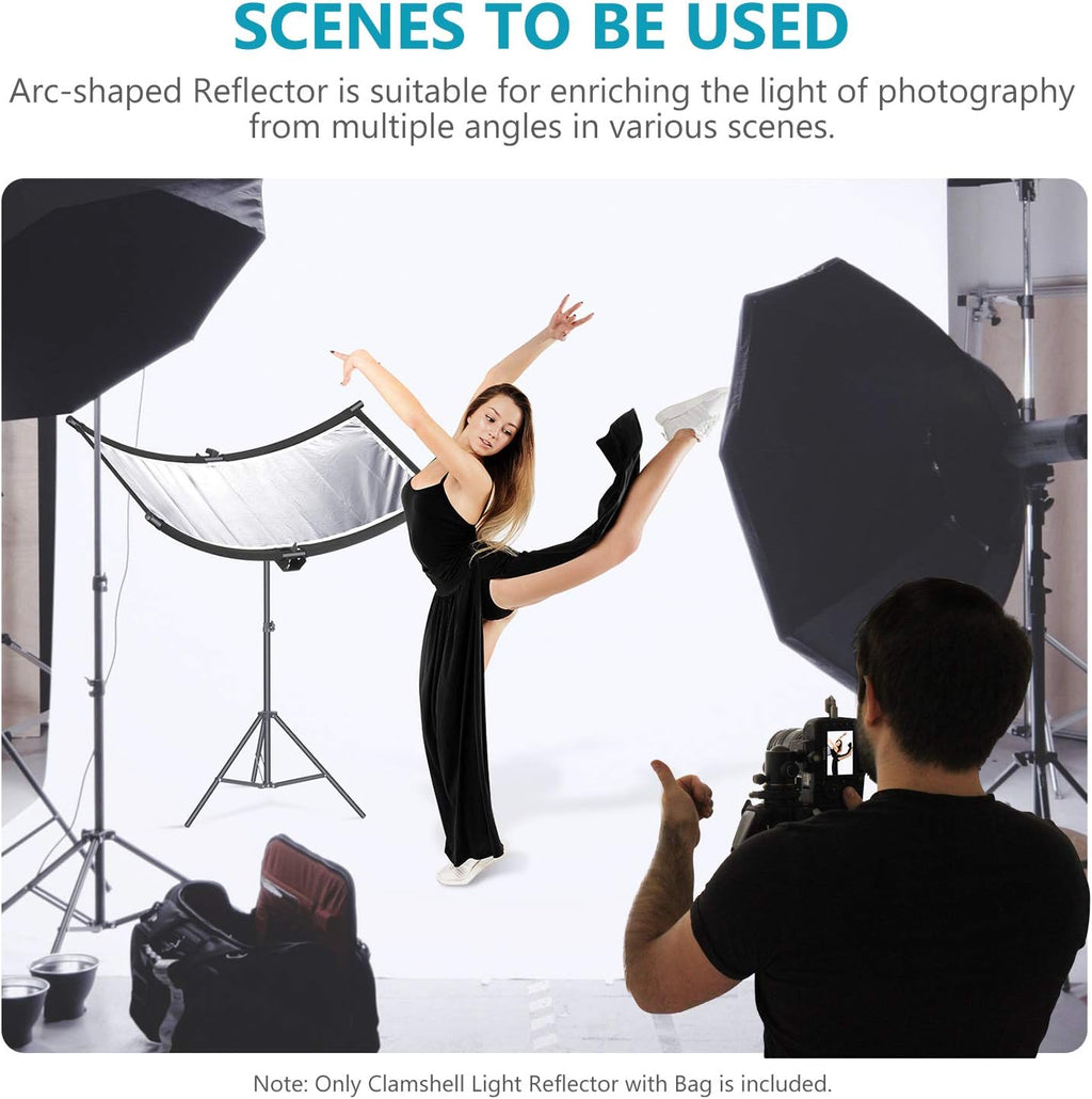 Black/White/Gold/Silver Photography Curved Lighting Reflector with Carrying Bag E213815