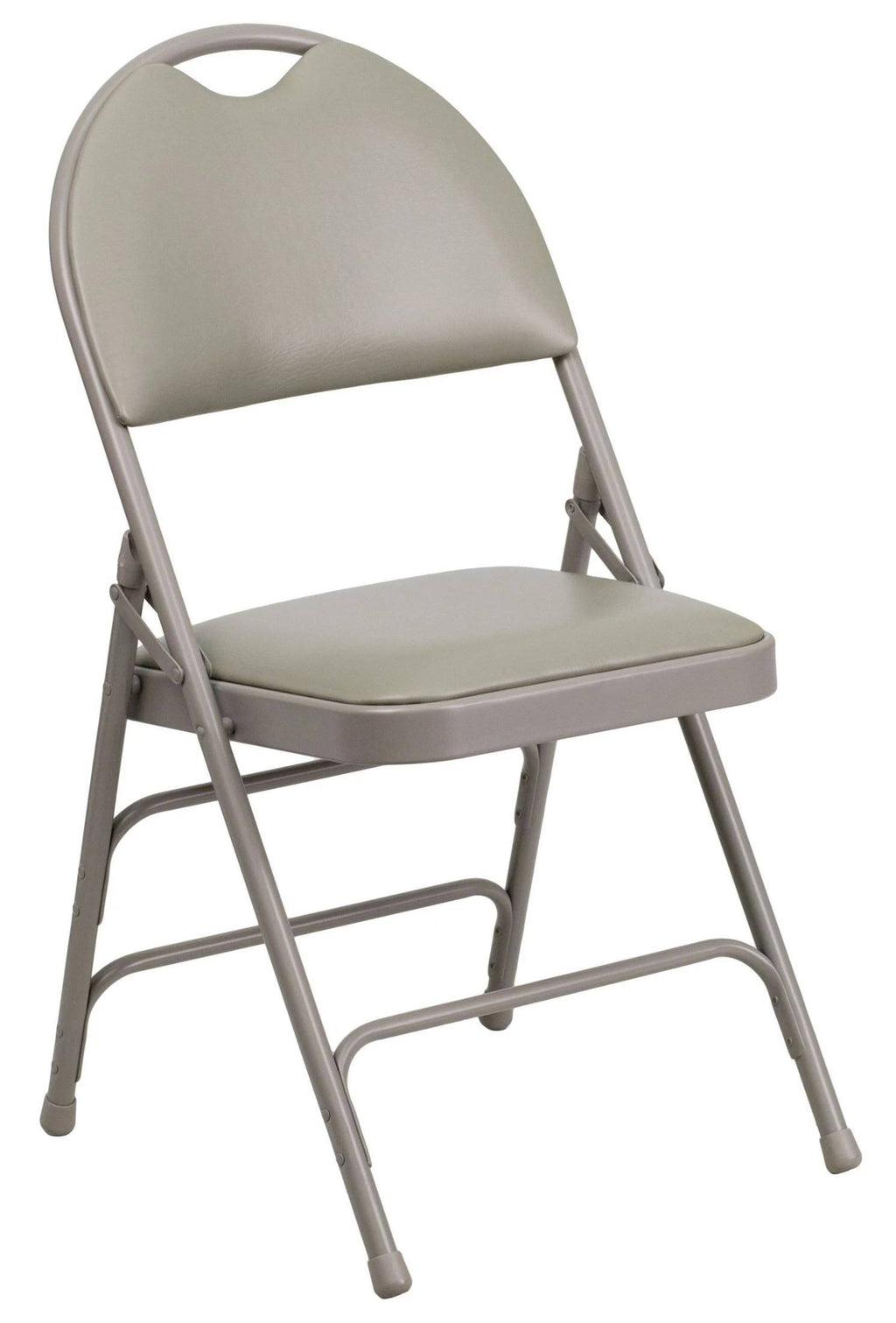 Gray Vinyl Metal Folding Chair with Handle O212