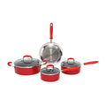 7 Piece Non-Stick Cookware Set, Red D1426