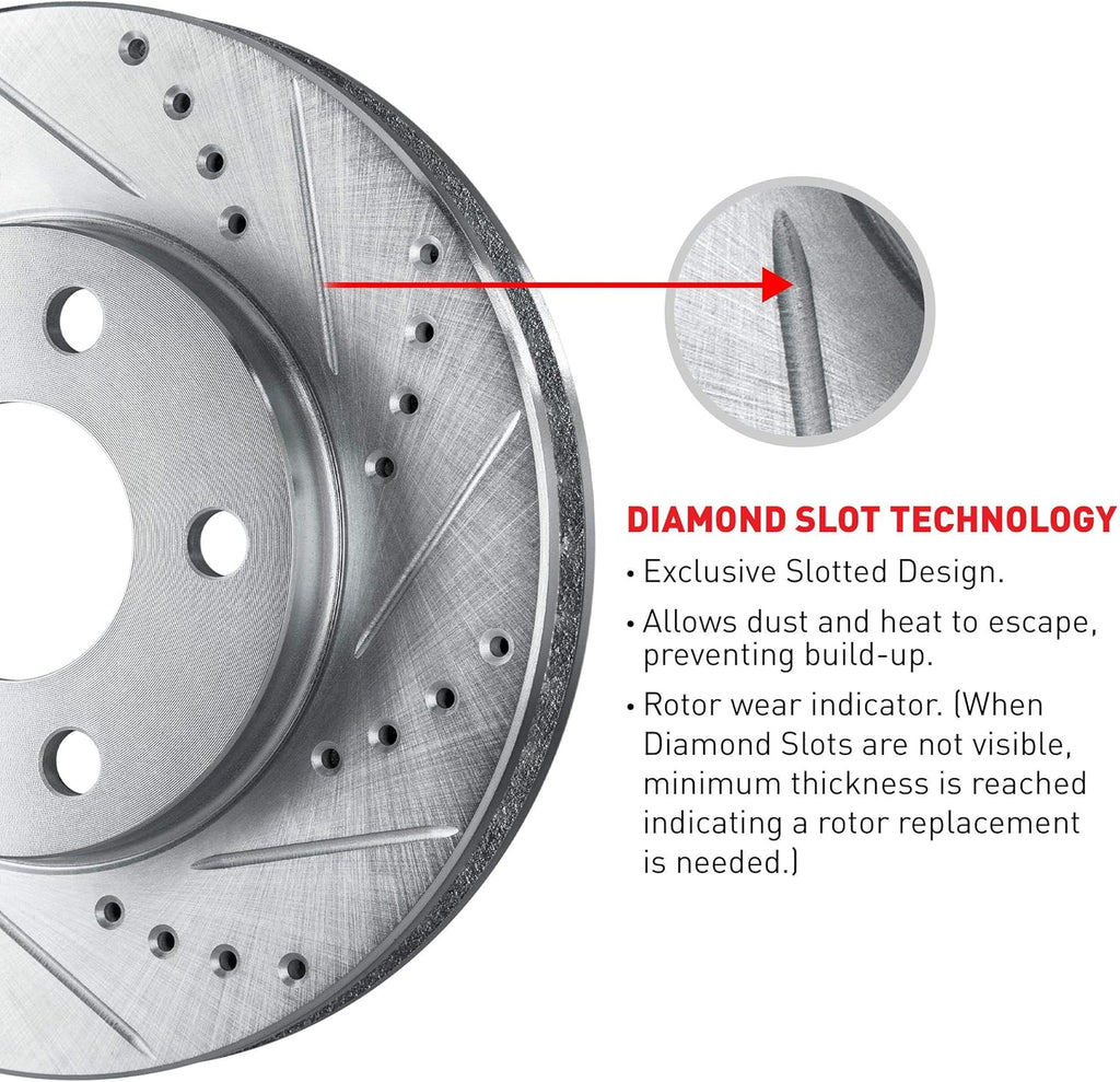 Front Rear Drilled and Slotted Brake Rotors G849873