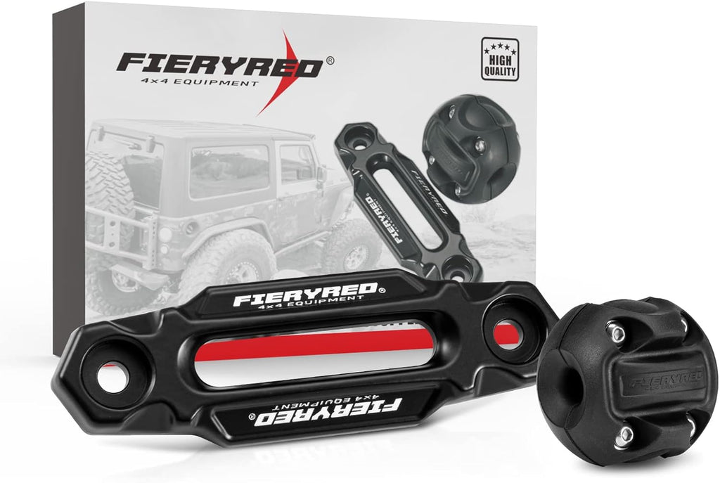 Black Aluminum Winch Hawse Fairlead with UV-Resistant Coating, Pack of 2 M43885