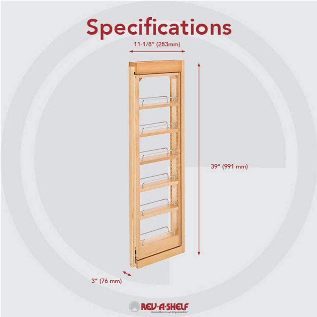 3x22 W x 39x22 H Pull-Out Cabinet Wall Filler S85133