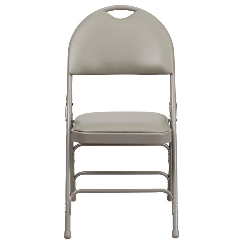 Gray Vinyl Metal Folding Chair with Handle O212