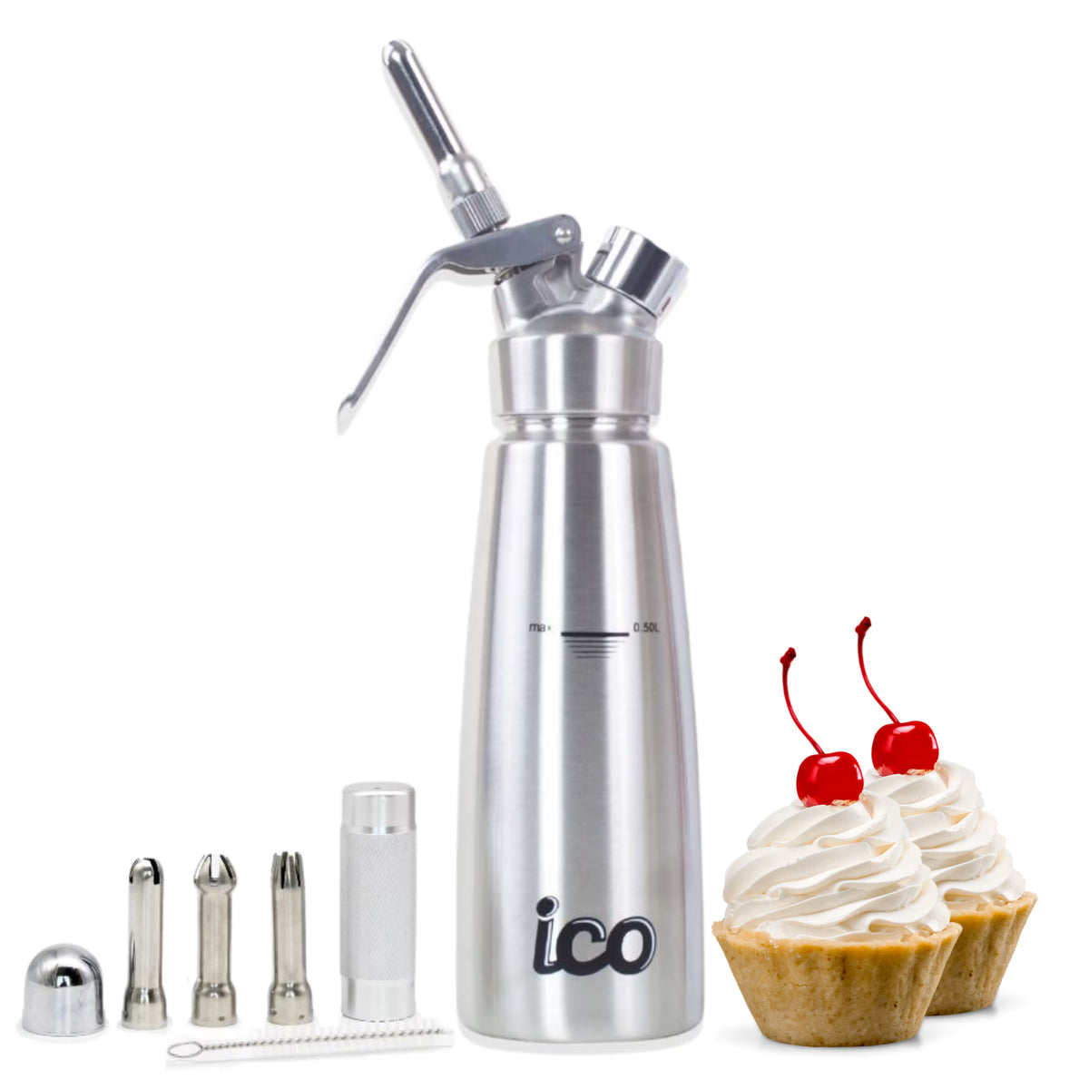 Stainless Steel Whipped Cream Dispenser, 1 Pint B58198