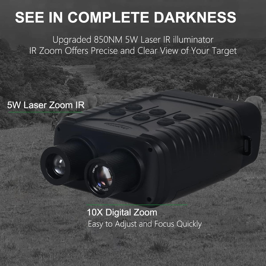 Digital Night Vision Binoculars Infrared Goggles 10X Zoom HD Photo 1080P Video 3.0 LCD Screen 32GB SD Card H578182