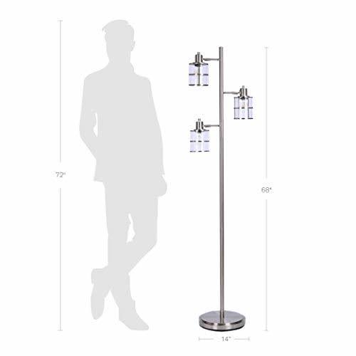 Modern 3 Floor Lamp with Adjustable Ribbed Glass Shade C53884