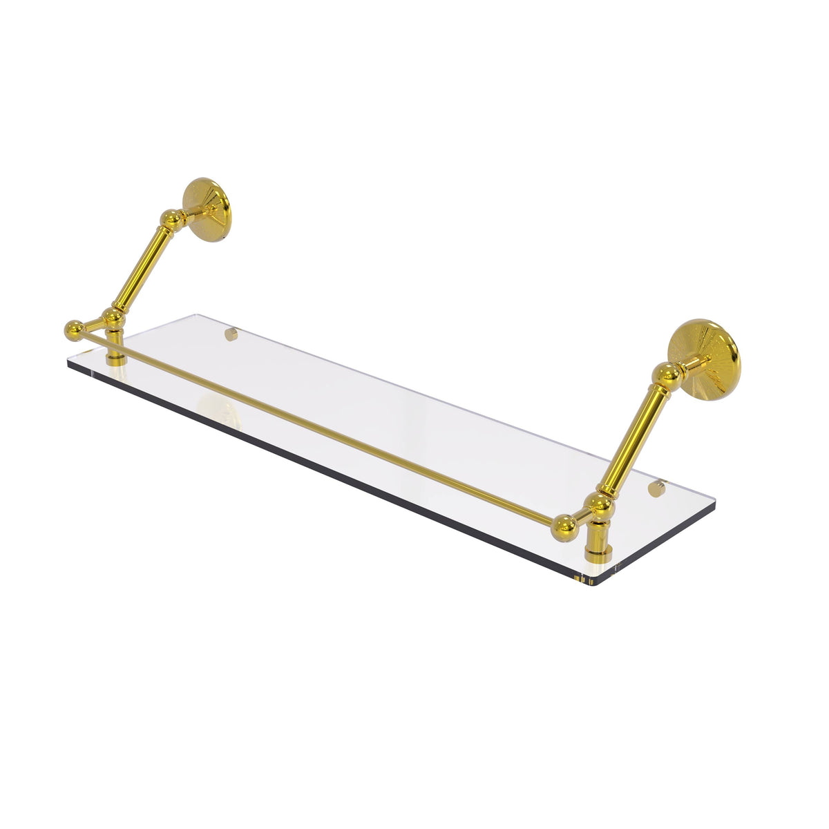 Polished Brass Floating Glass Shelf with Gallery Rail O648