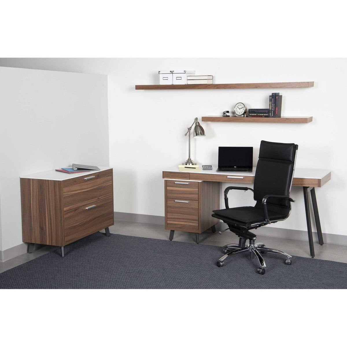 High Back Office Chair in Black with Chromed Steel Base J937785