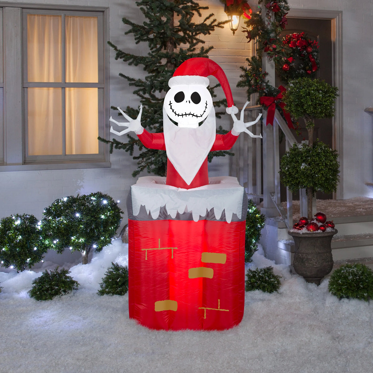 Animated Christmas Airblown Inflatable Jack Skellington in Chimney, 5.5 ft Tall H871