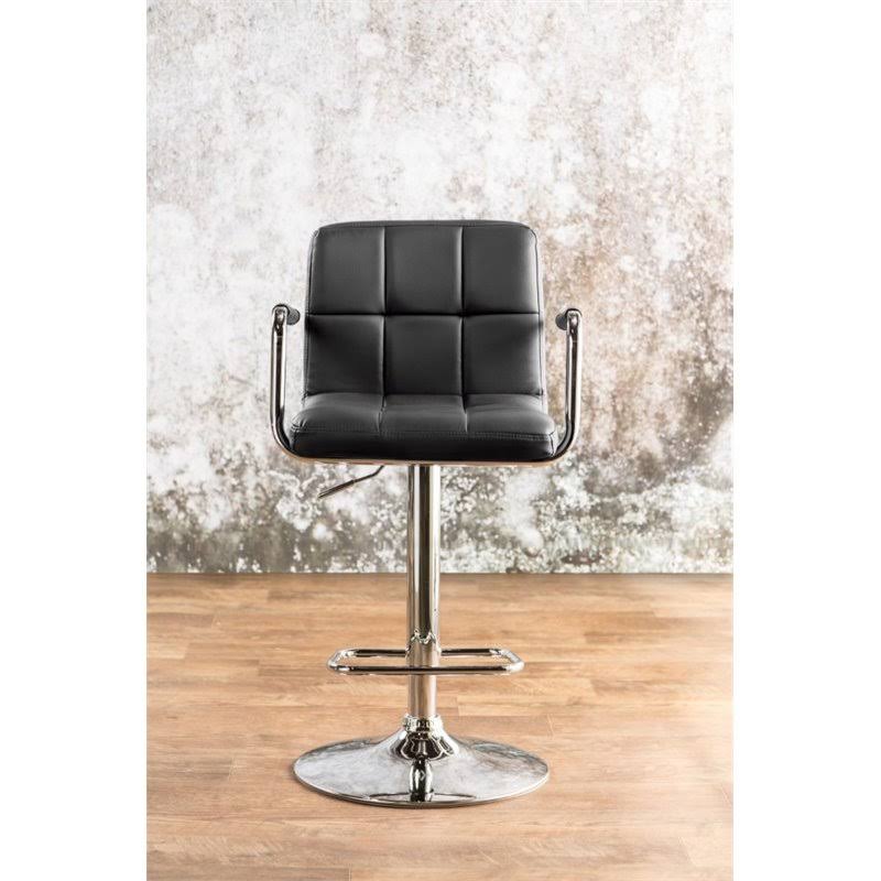 Black Leather Adjustable Bar Stool R602