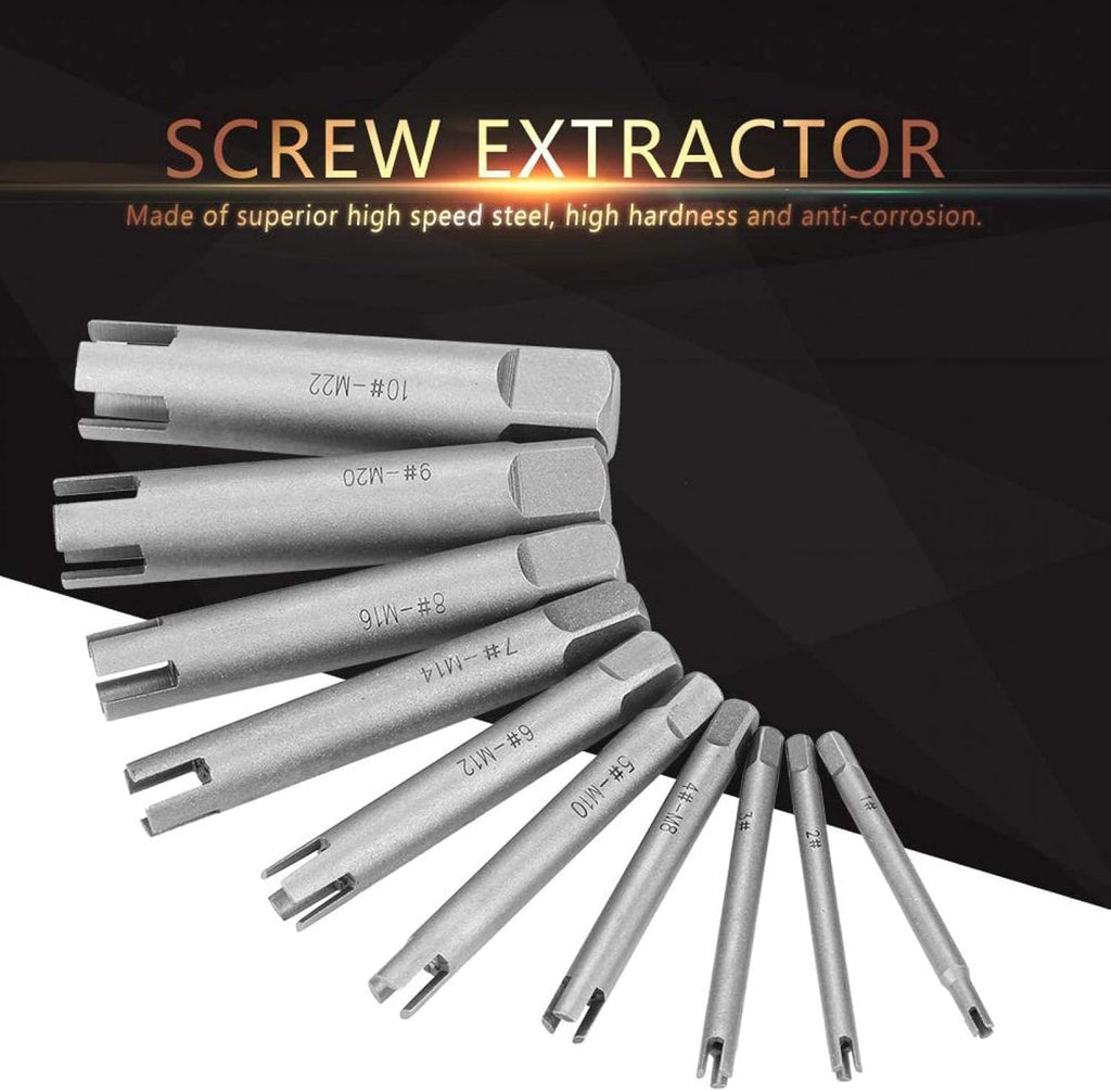 Broken Head Screw Remover Kit Tap Extractor Set, 23.1oz, Ten-Piece Set, Pack of 2 K176189