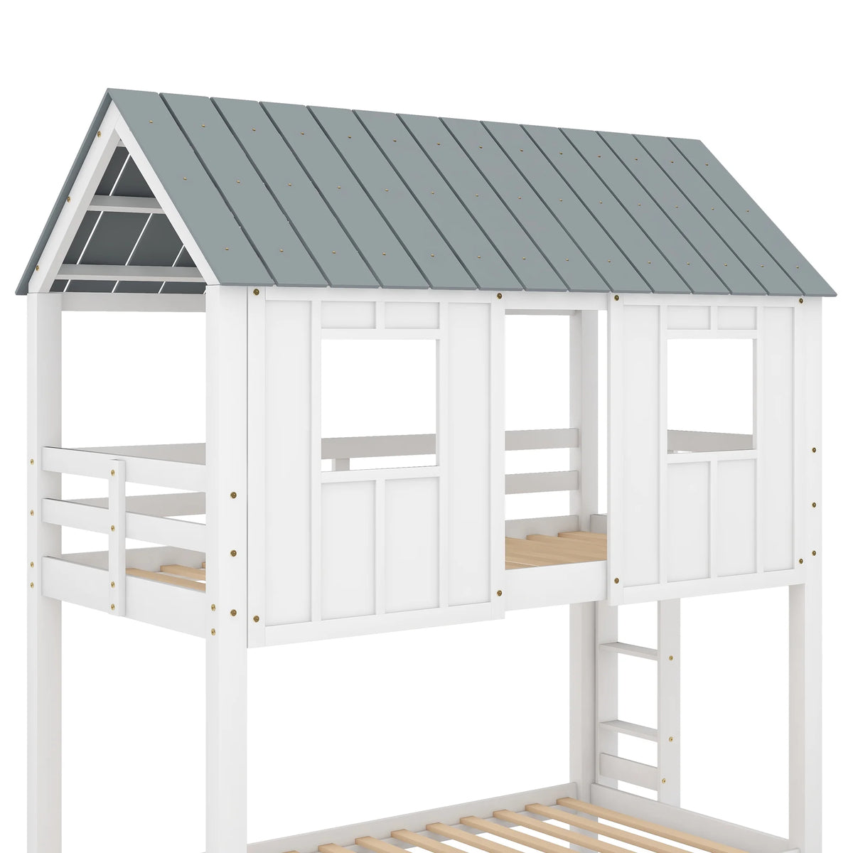 Twin Size House Bunk Bed with Trundle A980075