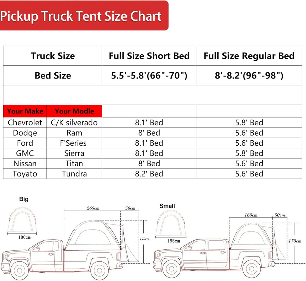 Waterproof Double Layer Pickup Truck Tent for 2 Person W694